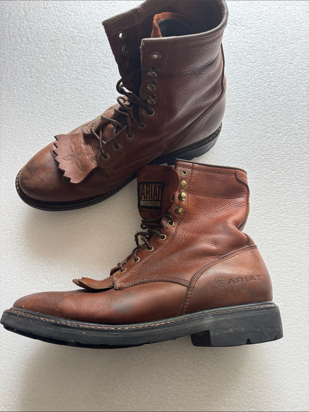 Ariat Brown Leather Lace-Up Work Boots